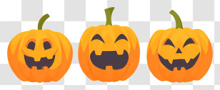 Halloween Spooky Carved Pumpkins - Halloween Pumpkins With Faces Transparent PNG