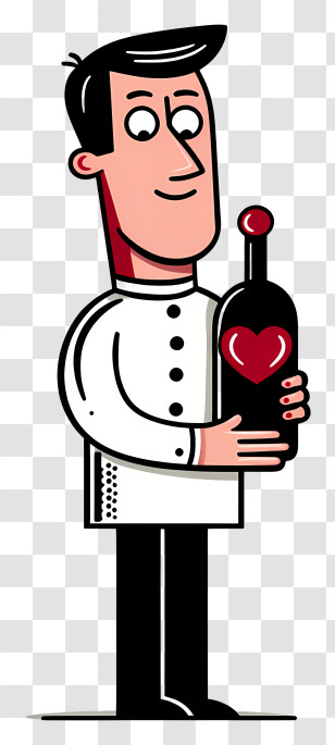 Man Holding Wine Bottle - Chef Holding Wine Bottle With Heart Transparent PNG