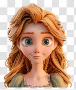 Rapunzel Princess - Blonde Animated 3D Girl Character Transparent PNG