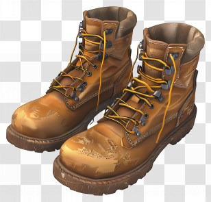 Work Boots - Durable Orange Hiking Boots For Outdoor Adventures Transparent PNG