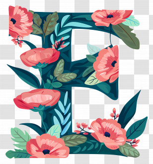 Letter E - Letter E With Pink Flowers Transparent PNG