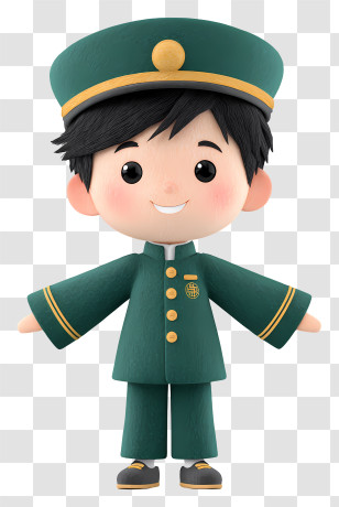 Asian Schoolboy - Smiling Bellboy In Uniform Transparent PNG