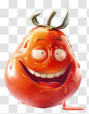 3d Cartoon Fruit - Smiling Cartoon Tomato Transparent PNG