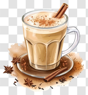 Masala Chai - Spiced Latte With Cinnamon Sticks Illustration Transparent PNG