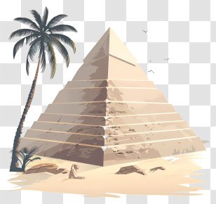 Egypt Pyramid - Ancient Pyramid With Palm Tree Illustration Transparent PNG
