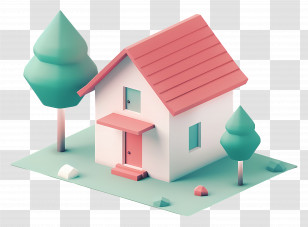 House Logo - Small Cute House With Red Roof Transparent PNG
