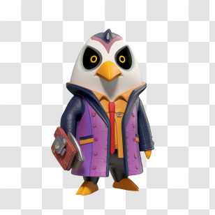 Penguin
 - Cartoon Bird Character In Purple Coat Transparent PNG