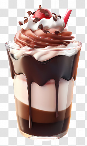 Chocolate Parfait - Chocolate Parfait With Cherry Transparent PNG