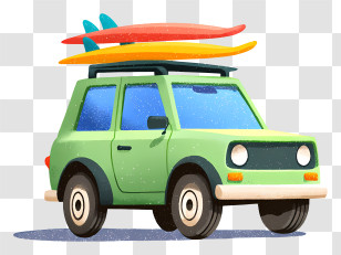 Surfboards On Car - Surfing Car With Boards On Top Transparent PNG