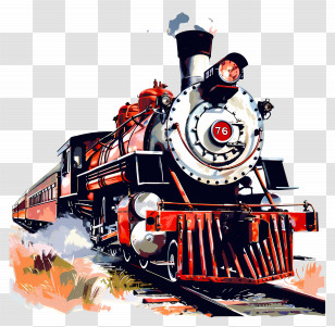 Train - Vintage Steam Train Illustration Transparent PNG