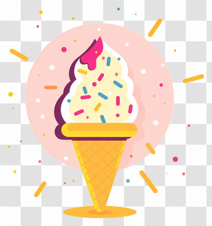 Ice Cream With Sprinkles - Cartoon Ice Cream Cone With Colorful Sprinkles Transparent PNG