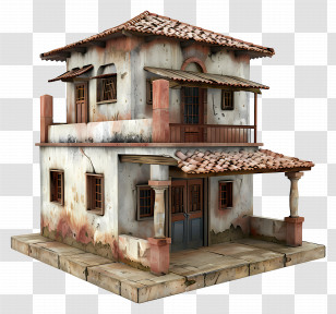 Old Indian House - Two-story Rustic House With Weathered Textures Transparent PNG