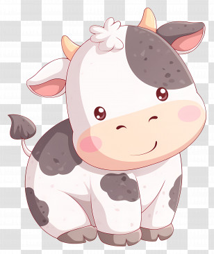 Watercolor Cow - Adorable Cow Character Cartoon Transparent PNG