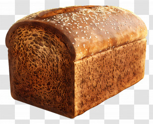 Brown Bread - Whole Grain Bread Loaf With Sesame Seeds Transparent PNG