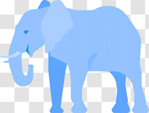 Cartoon Elephant - Minimalistic Blue Elephant Silhouette Transparent PNG