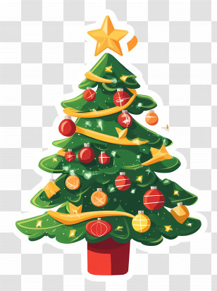 Xmas - Beautiful Decorated Christmas Tree Illustration Transparent PNG