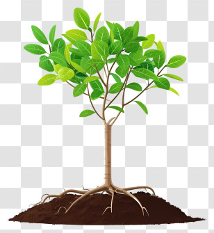 Planting Tree Icon - Young Tree With Roots In Soil Illustration Transparent PNG