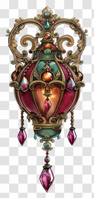 Lamp - Ornate Pendant With Gemstones Transparent PNG