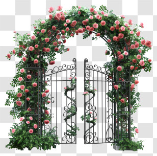 Spring Garden Gate Flowers - Floral Rose Gate Decoration For Gardens Or Events Transparent PNG