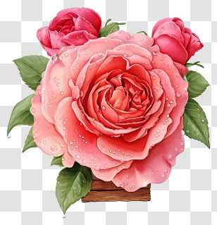 Valentine Rose Floral Art - Bouquet Of Pink Roses With Dew Transparent PNG
