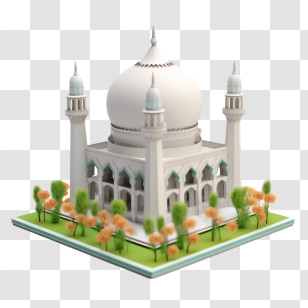 Mosque - Miniature White Mosque Model Transparent PNG