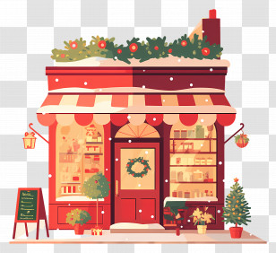 Christmas Gift Shop - Christmas Shop With Festive Decorations Transparent PNG