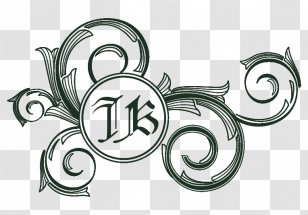Scrolling Ornament Clip Art - Silver - Black And White Transparent PNG