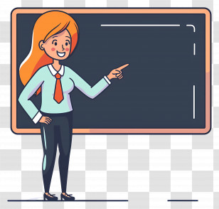 Cartoon Teacher - Teacher Explaining On Blackboard Graphic Transparent PNG