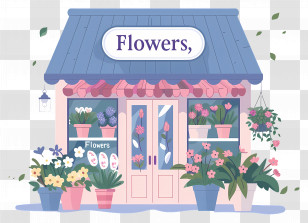 Flower Shop - Charming Flower Shop With Colorful Plants Transparent PNG