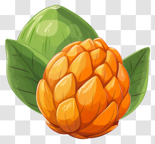 Fruit - Orange Flower Surrounded By Leaves Transparent PNG
