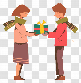 People Exchanging Gifts - Gift Exchange Between Two People Transparent PNG