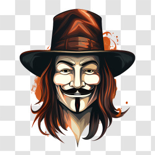 Guy Fawkes Day - Masked Character Wearing A Hat Illustration Transparent PNG