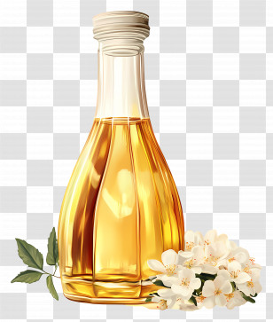 Cooking Oil - Oil Bottle With Flowers Transparent PNG