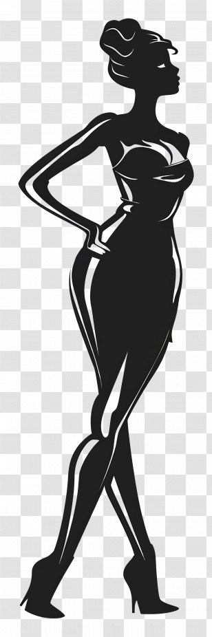 Elegant Woman Silhouette - Stylish Woman Silhouette Illustration Transparent PNG