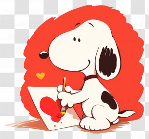 Snoopy Love - Cute Dog Painting A Red Heart Transparent PNG