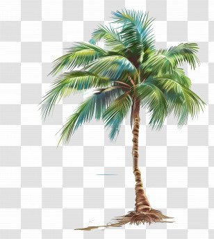 Beach Coconut Tree - Tropical Palm Tree Illustration Transparent PNG