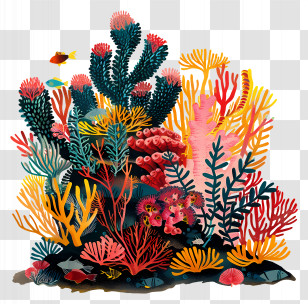 Nature Background - Colorful Coral Reef Ecosystem Illustration Transparent PNG