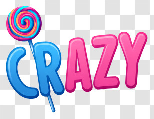 Crazy Logo - Colorful Crazy Candy Text Transparent PNG