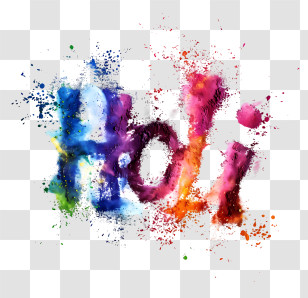 Holi - Colorful Holi Text Splash Design Transparent PNG