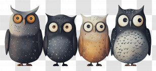 Halloween Border - Cartoon Owls In Various Colors And Patterns Transparent PNG