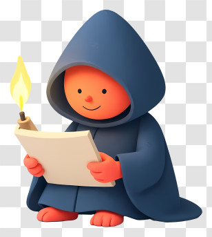 Mysterious Hooded Figure - Blue Hooded Reader With Candle Transparent PNG