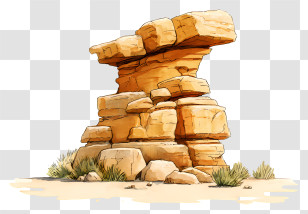 Watercolor Desert Rock - Desert Rock Formation Transparent PNG