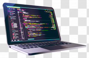 Code Editing - Laptop With Code On Screen Transparent PNG