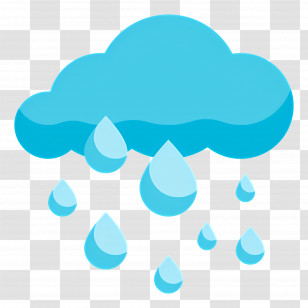 Raining Cloud - Blue Cloud Raining Droplets For Weather Concepts Transparent PNG
