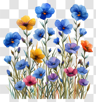 Floral Pattern Background - Cheerful Wildflowers Illustration In Blooming Colors Transparent PNG