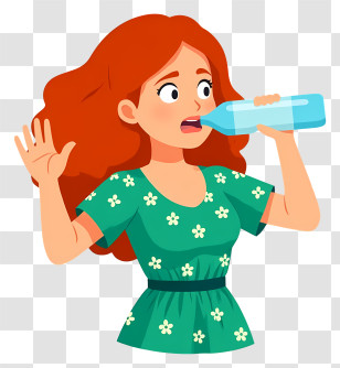 Woman Drinking Water - Girl Drinking Water From A Bottle Transparent PNG