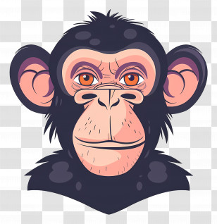 Monkey Head - Chimpanzee Face Cartoon Illustration Transparent PNG