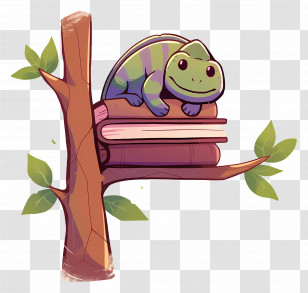 Chameleon - Chameleon On Books Illustration Transparent PNG