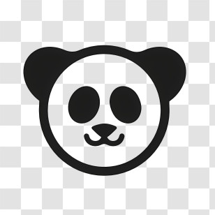 Panda Logo - Simple Panda Face Symbol Design Transparent PNG