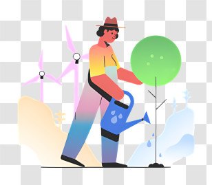 Icon - Person Watering Tree For Environmental Illustration Transparent PNG